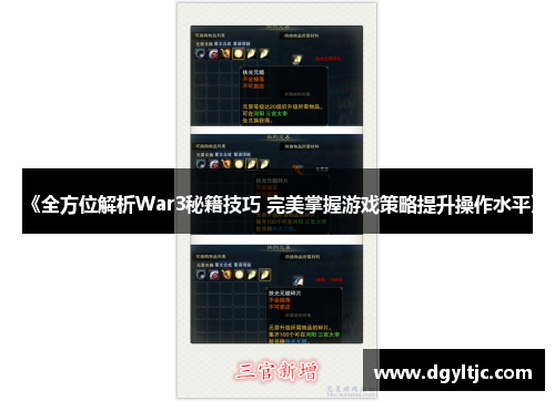 《全方位解析War3秘籍技巧 完美掌握游戏策略提升操作水平》